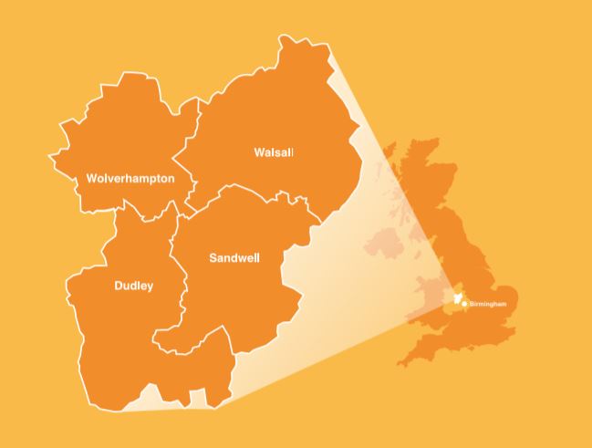 Wolverhampton and The Black Country Region Map